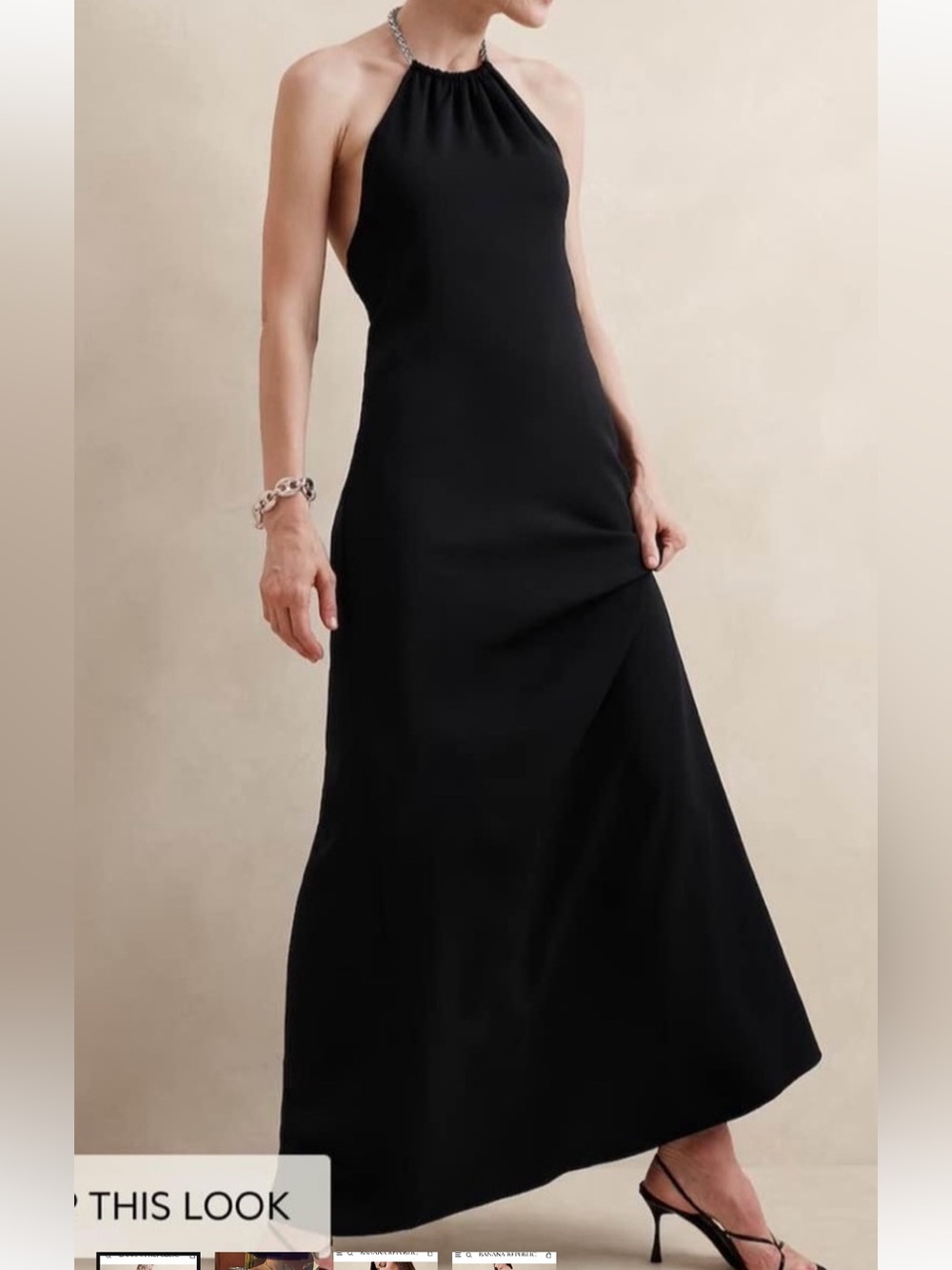 Banana Republic Black Halter Maxi Dress with Chain Neckline